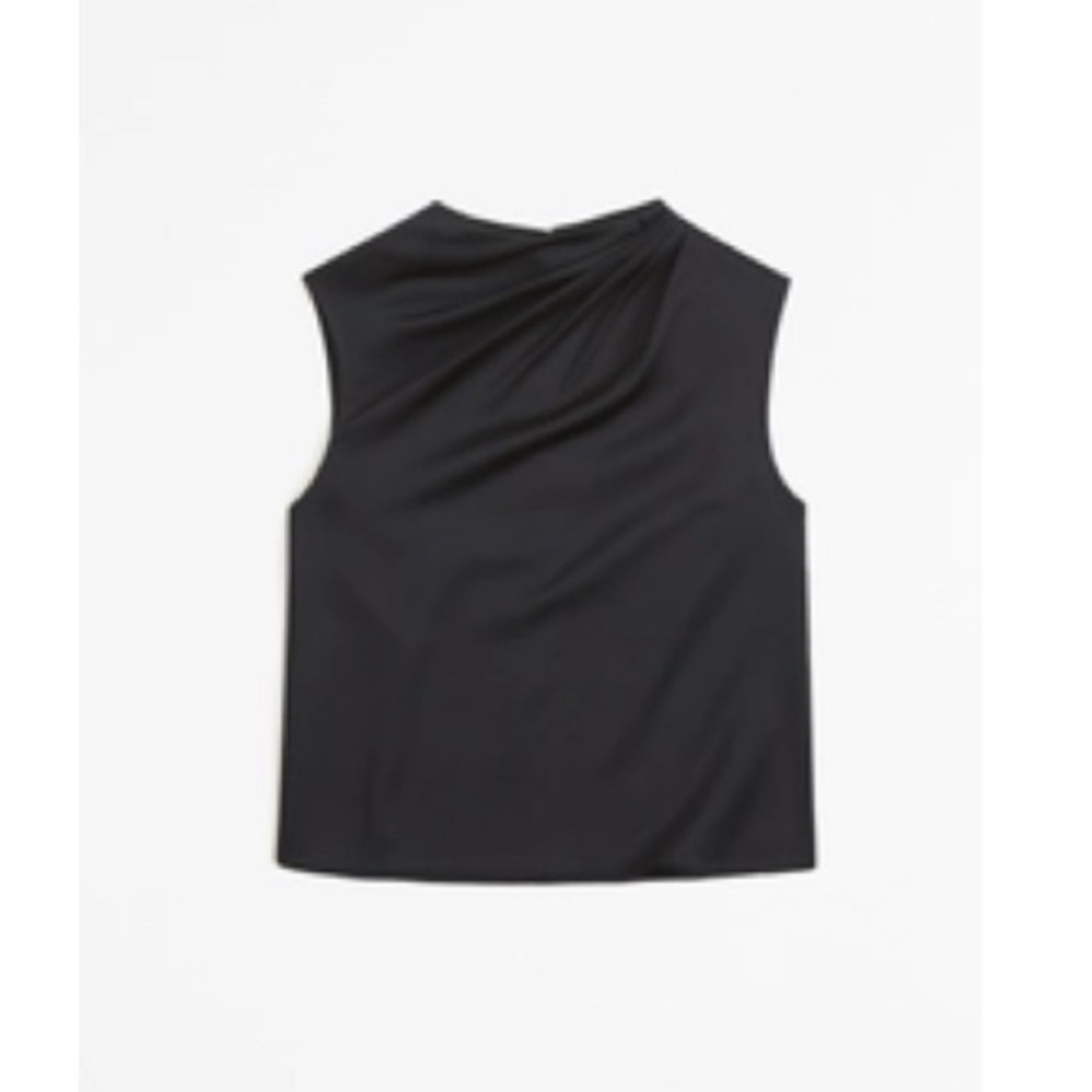 Satin High-Neck Draped
Cowl Top